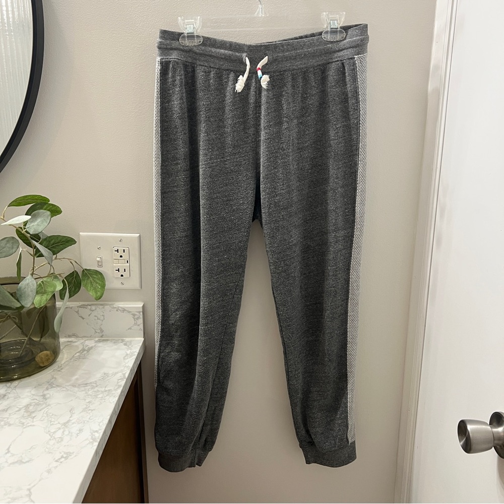 Sol Angeles Charcoal and Light Gray mesh stripe Joggers